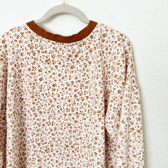 [Lou & Grey] Flower Cozy Cotton Terry Sweatshirt Long Sleeve Crew Neck Sz Medium - Picture 11 of 11